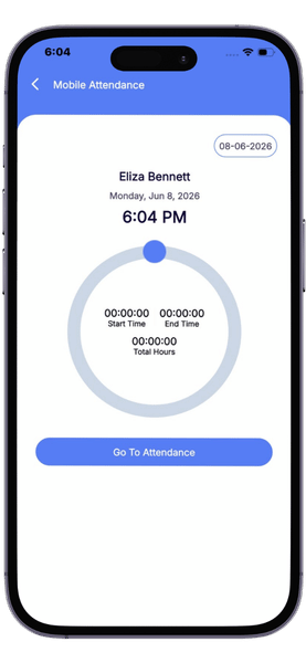 Best clocking in systems UK eHubt mobile attendance clock in screen