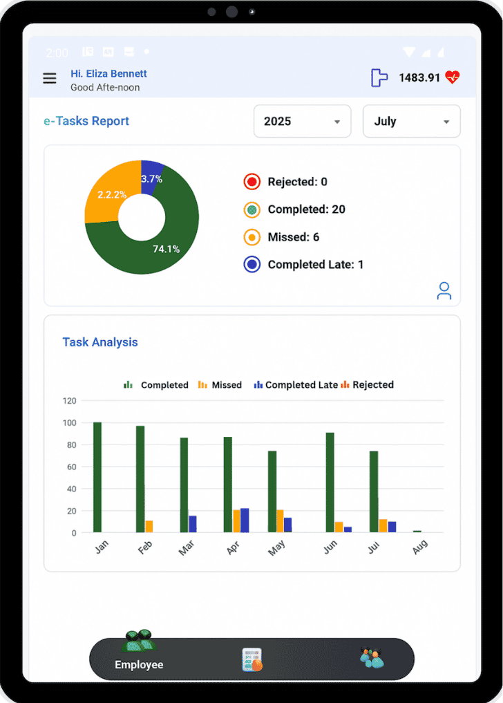 Compliance Management Software Dedicated E-Tasks app tablet preview