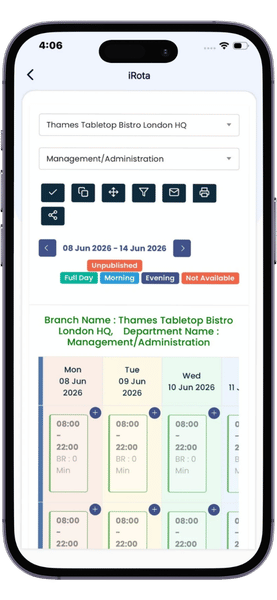Staff rota software UK shift scheduling mockup